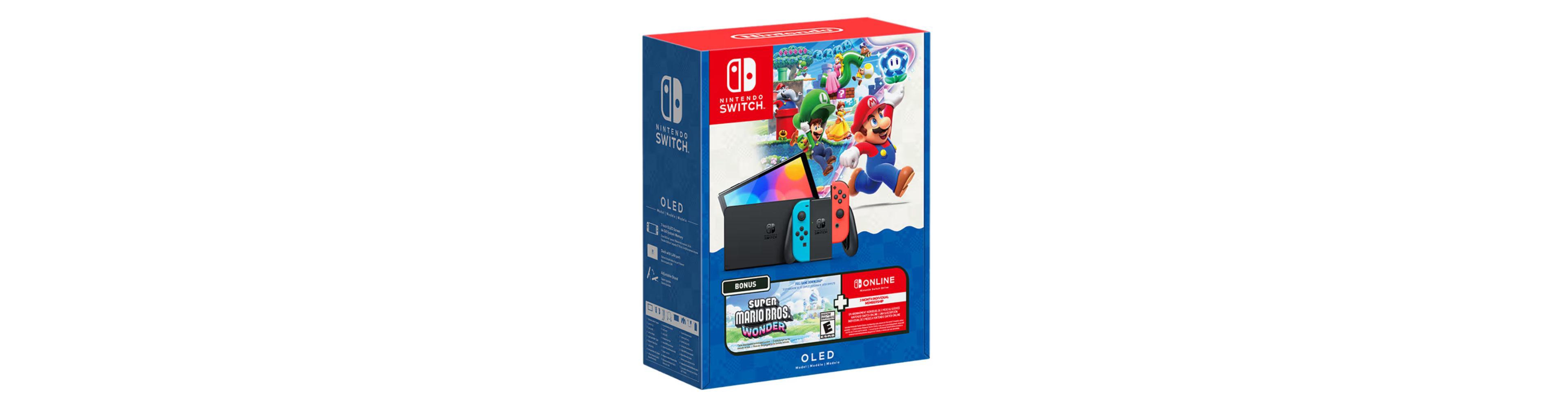 Switch Oled Console and Super Mario Bros Wonder Bundle with Online