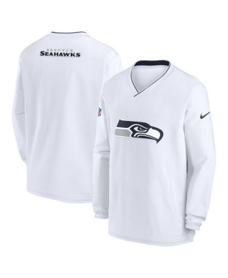 Nike - Men's White Seattle Seahawks 2023/24 Sideline Repel V-Neck Long Sleeve Pullover Windshirt