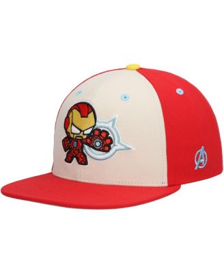 Lids - Big Boys and Girls Cream Iron Man Chibi Glow-in-the-Dark Snapback Hat
