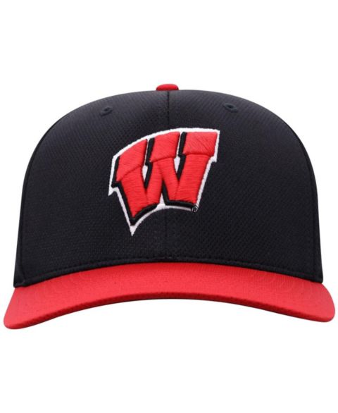 Мужская кепка Top of the World Black Wisconsin Badgers Reflex Fitted Hat