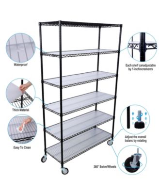 6 Tier 6000lbs Capacity NSF Metal Shelf Wire Shelving Unit, Heavy Duty Adjustable Storage Rack with Wheels & Shelf Liners for Commercial Grade Utility Steel Storage Rack, Black - 82"H x 48"L x 18"D