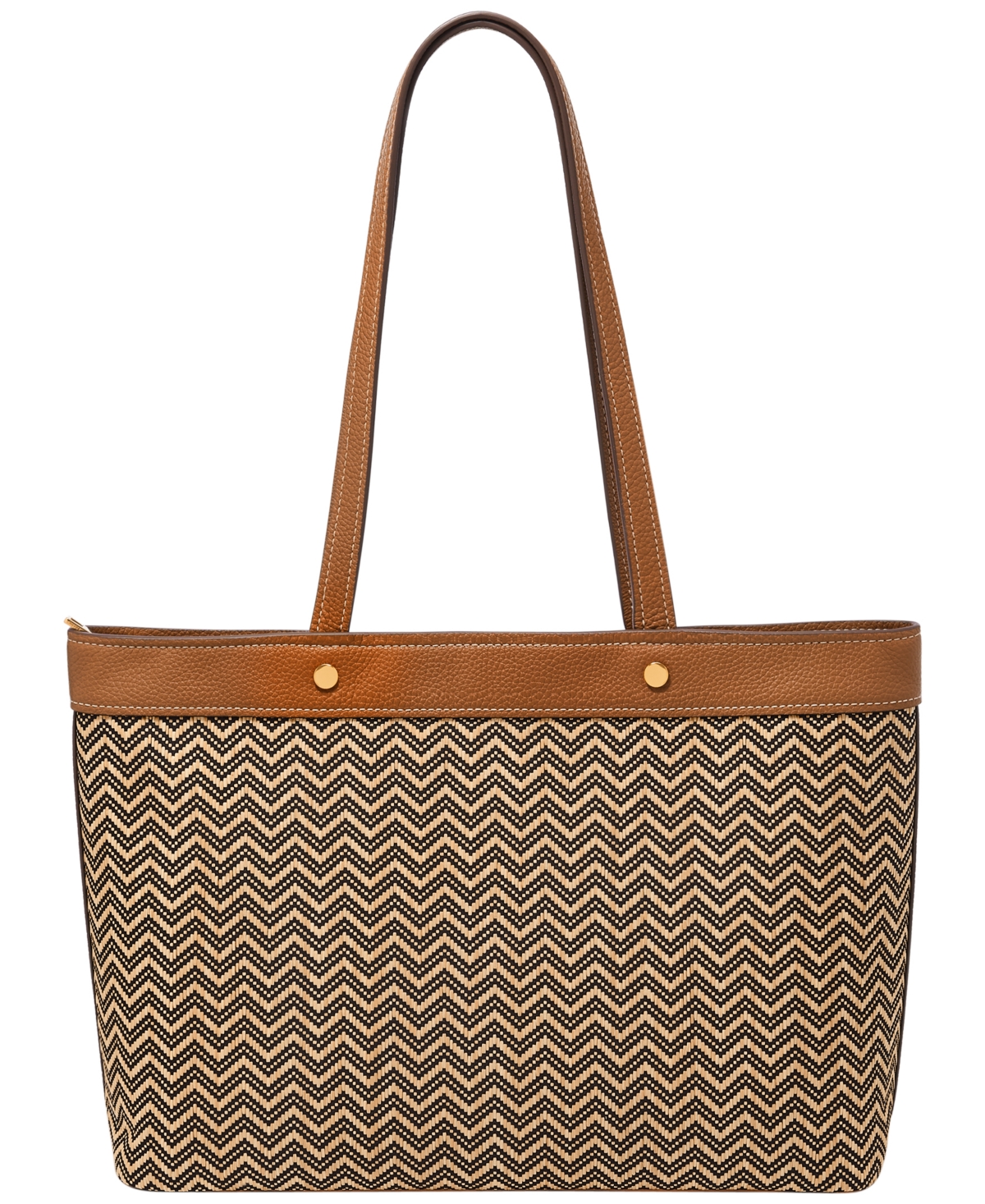 Jessie Large Tote Bag - Chevron Straw