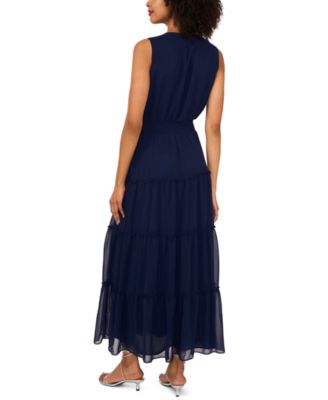 Women's Split-Neck Sleeveless Maxi Dress