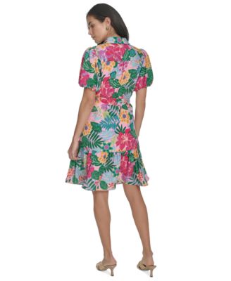 Jessica Howard Petite Printed Tie-Waist Fit & Flare Dress - Macy's