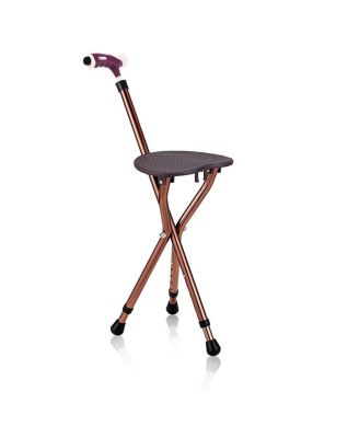 Lightweight Adjustable Folding Cane Seat Aluminum Alloy Crutch Chair With Light