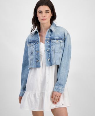 Tommy Jeans - Women's Cotton Cropped Flag-Back Trucker Jacket