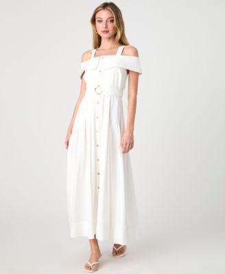 Women's Off-The-Shoulder Midi Shirtdress