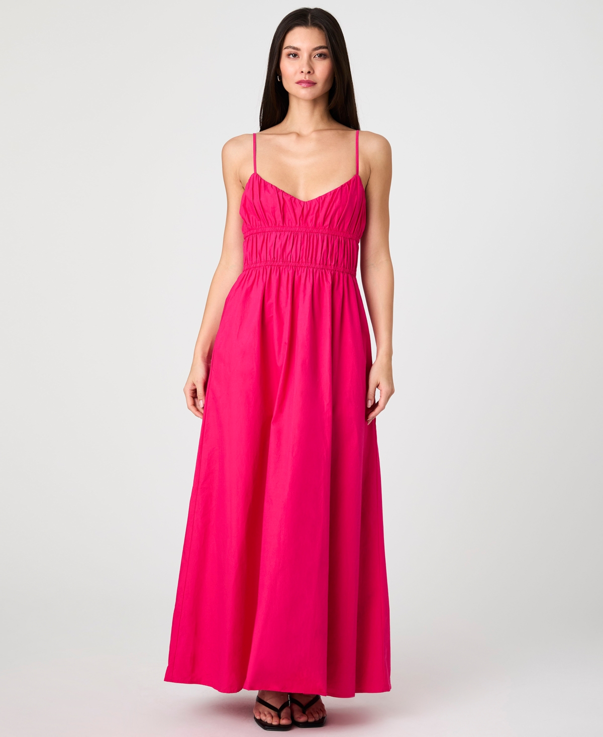 French Connection Us Poplin Ruched Maxi Dress French Connection Dresses In Cerise Pink