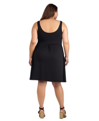 Plus Size Sleeveless Midi Fit and Flare Pocket Dress