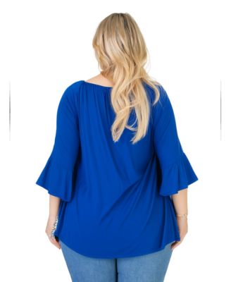Plus Size Bell Sleeve Loose Fit Tunic Top