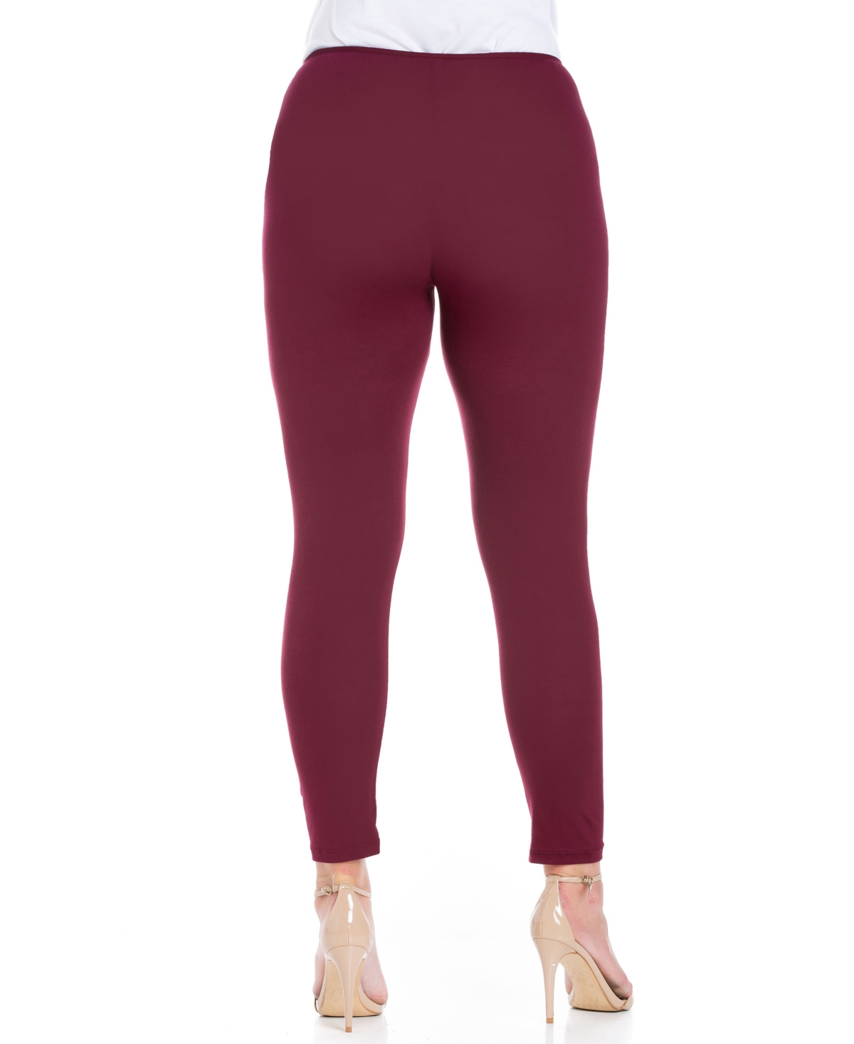 Shop 24seven Comfort Apparel Plus Size Comfortable Ankle Length Leggings In Wine