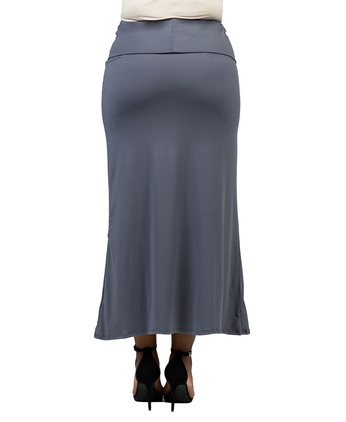 24SEVEN COMFORT APPAREL PLUS SIZE COMFORTABLE FOLD OVER MAXI SKIRT 