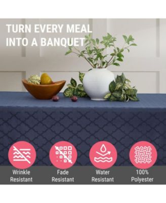 Modena Fabric Tablecloth, Jacquard Fabric Table Cloth for Rectangle Table, Advanced Water Resistance, Fade, Wrinkle, and Stain Resistant Table Cloth, Geometric Lattice Pattern