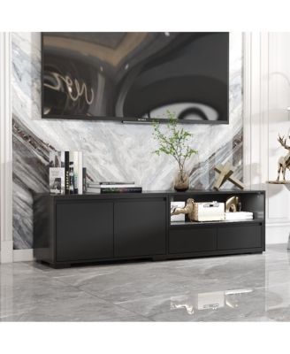 2-Door 2-Drawer MDF Retractable LED Lights & Metal Legs TV Stand