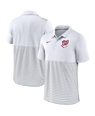 Nike - Men's White/Gray Washington Nationals Home Plate Striped Polo