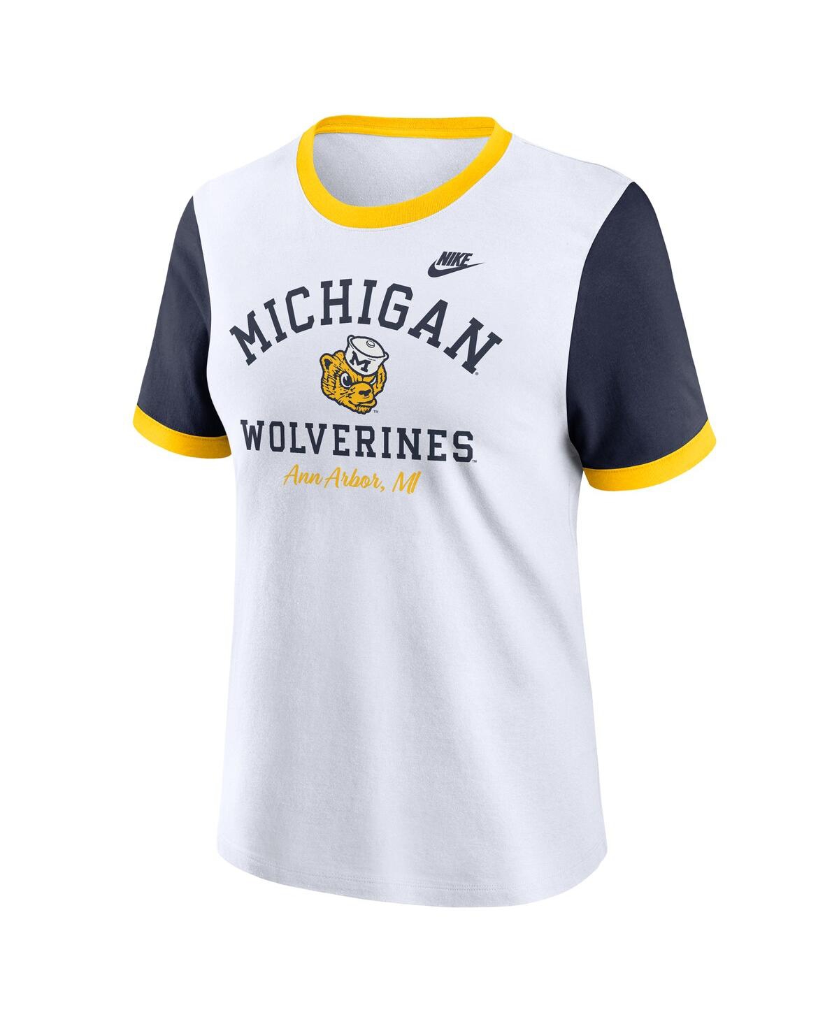 Nike Women's White Michigan Wolverines Legacy Fundamental Expression Tri-blend T-shirt In White