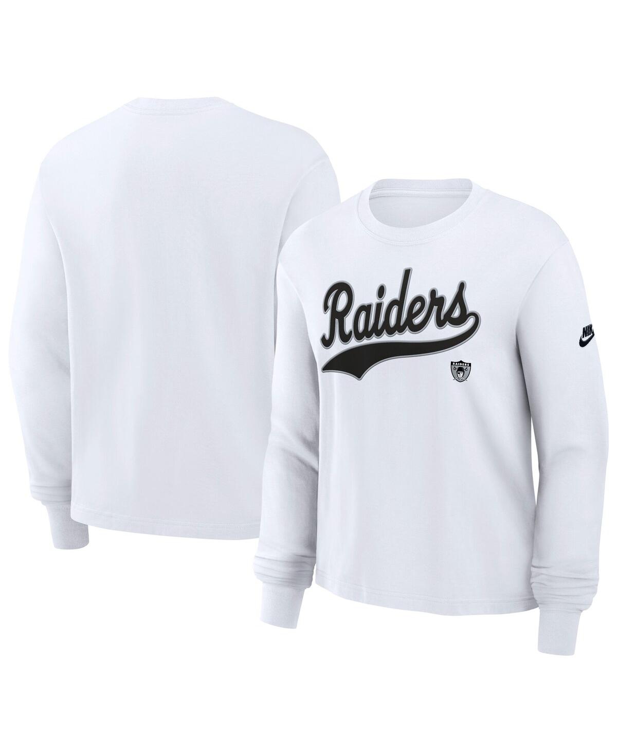 Nike Women's White Las Vegas Raiders Long Sleeve Boxy T-shirt In White