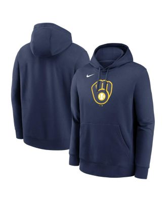 Nike - Men's Navy Milwaukee Brewers Logo Club Fleece Pullover Hoodie