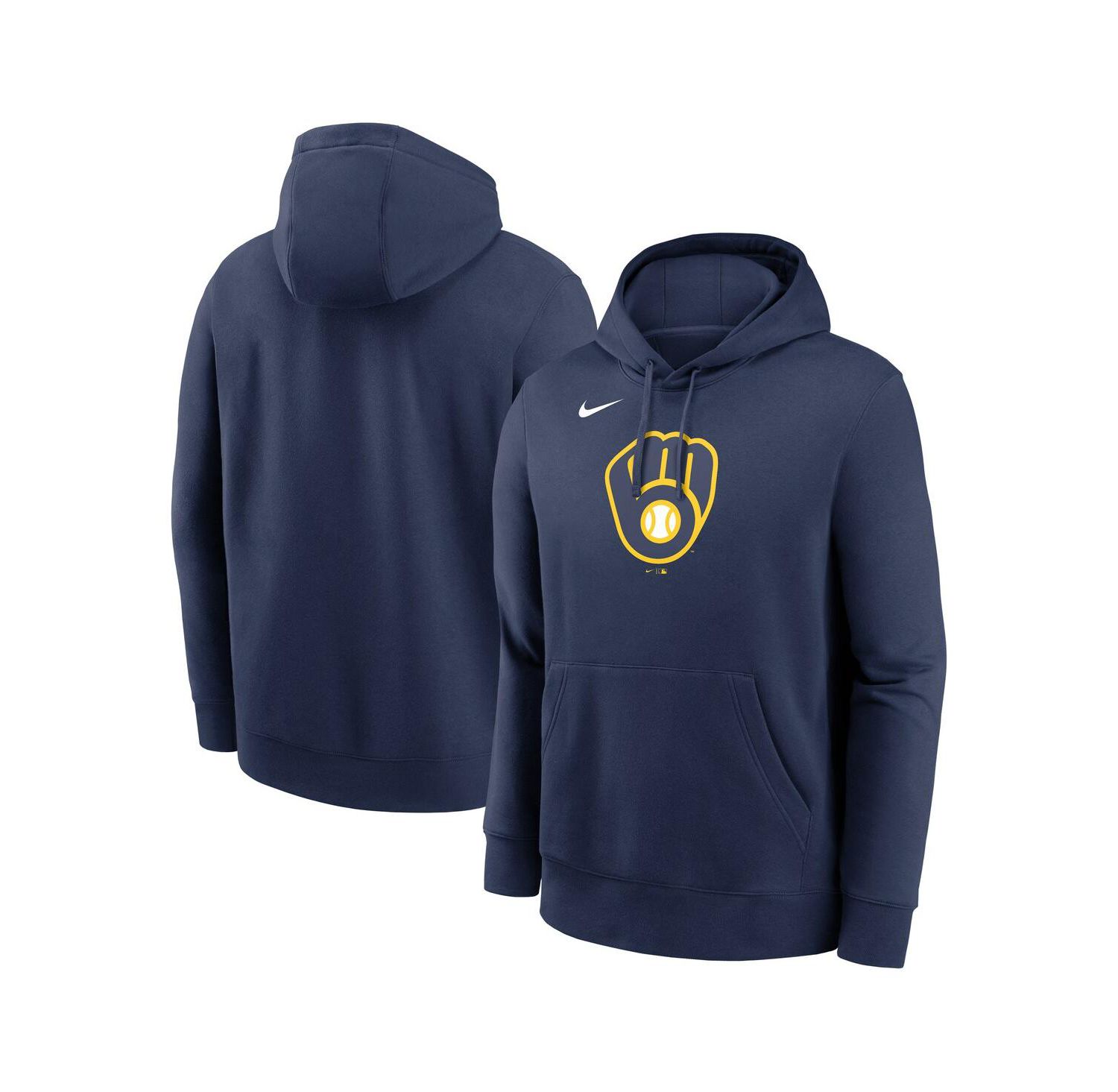 Men's Navy Milwaukee Brewers Logo Club Fleece Pullover Hoodie