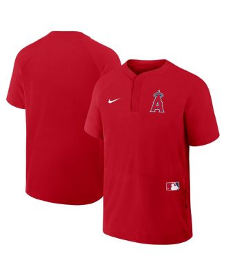 Nike - Men's Red Los Angeles Angels Authentic Collection Raglan Short Sleeve Windshirt