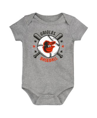 Baby Boys and Girls 3-Pack Orange Baltimore Orioles Batter Up Bodysuit Set