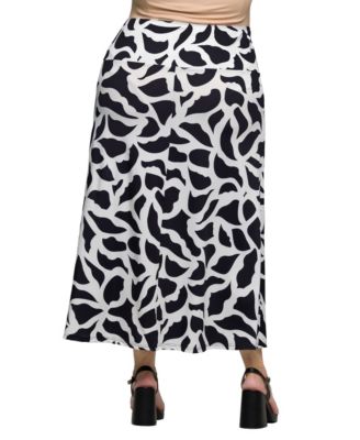 Plus Size Elastic Waist A-Line Maxi Skirt