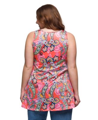 Plus Size Casual Print Scoop Neck Tank Top
