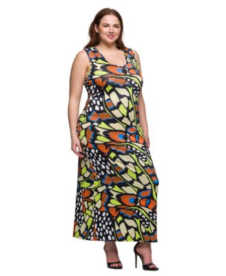 Print Plus Size Razorback Tank Casual Maxi Dress