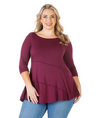 Plus Size Ruched Sleeve Swing Tunic Top