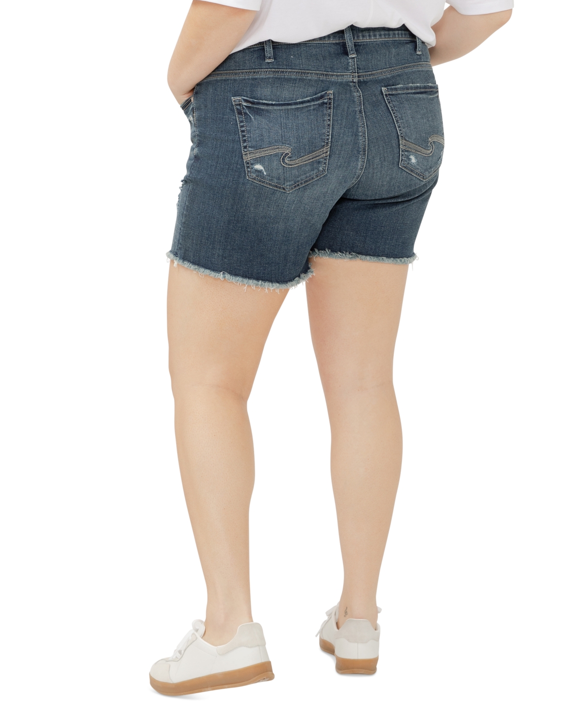 SILVER JEANS CO. PLUS SIZE DISTRESSED SUKI SHORTS 