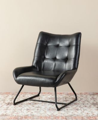 35.75" Leatherette Mid-Century Modern Wingback Accent Chair
