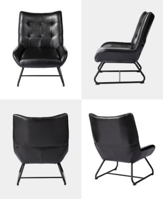 35.75" Leatherette Mid-Century Modern Wingback Accent Chair