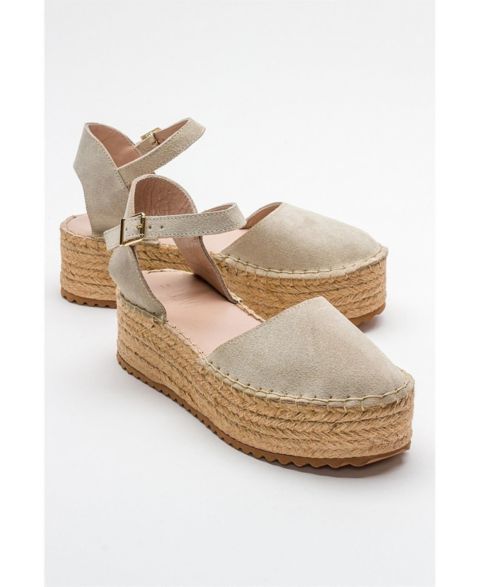 Женские сандалии Forever & Always Shoes Viba Leather Esprarille Platform Wedge, цвет: Бежевый замшевый кожаный