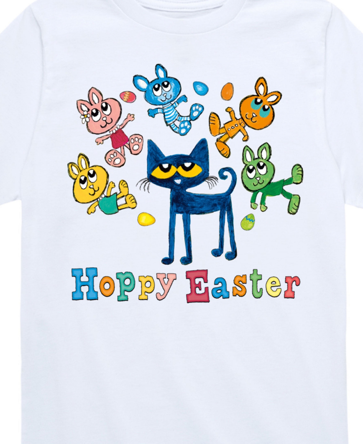 Hybrid Toddler And Big Boys Pete The Cat Hoppy Easter Graphic T-shirt In White