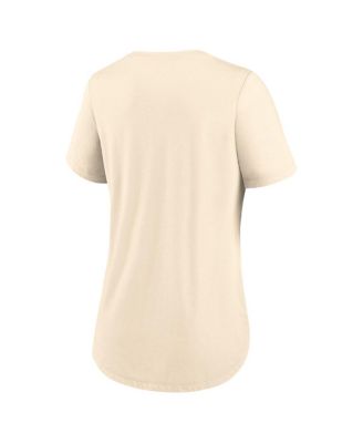 Women's Cream West Virginia Mountaineers Script Logo Tri-Blend T-Shirt