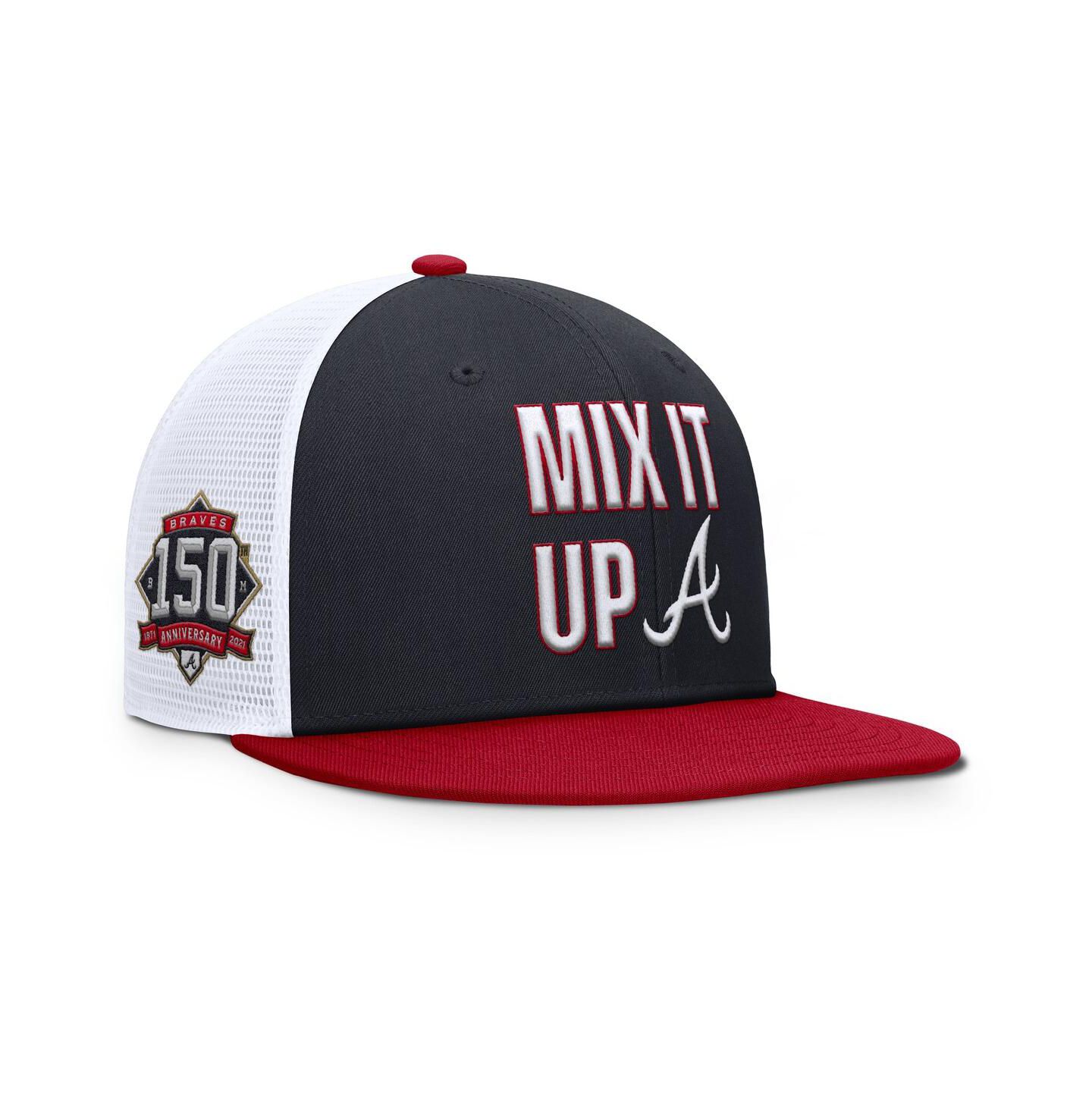 Мужская кепка Nike Navy/Red Atlanta Braves Pro Performance Trucker Snapback Hat — фото 1