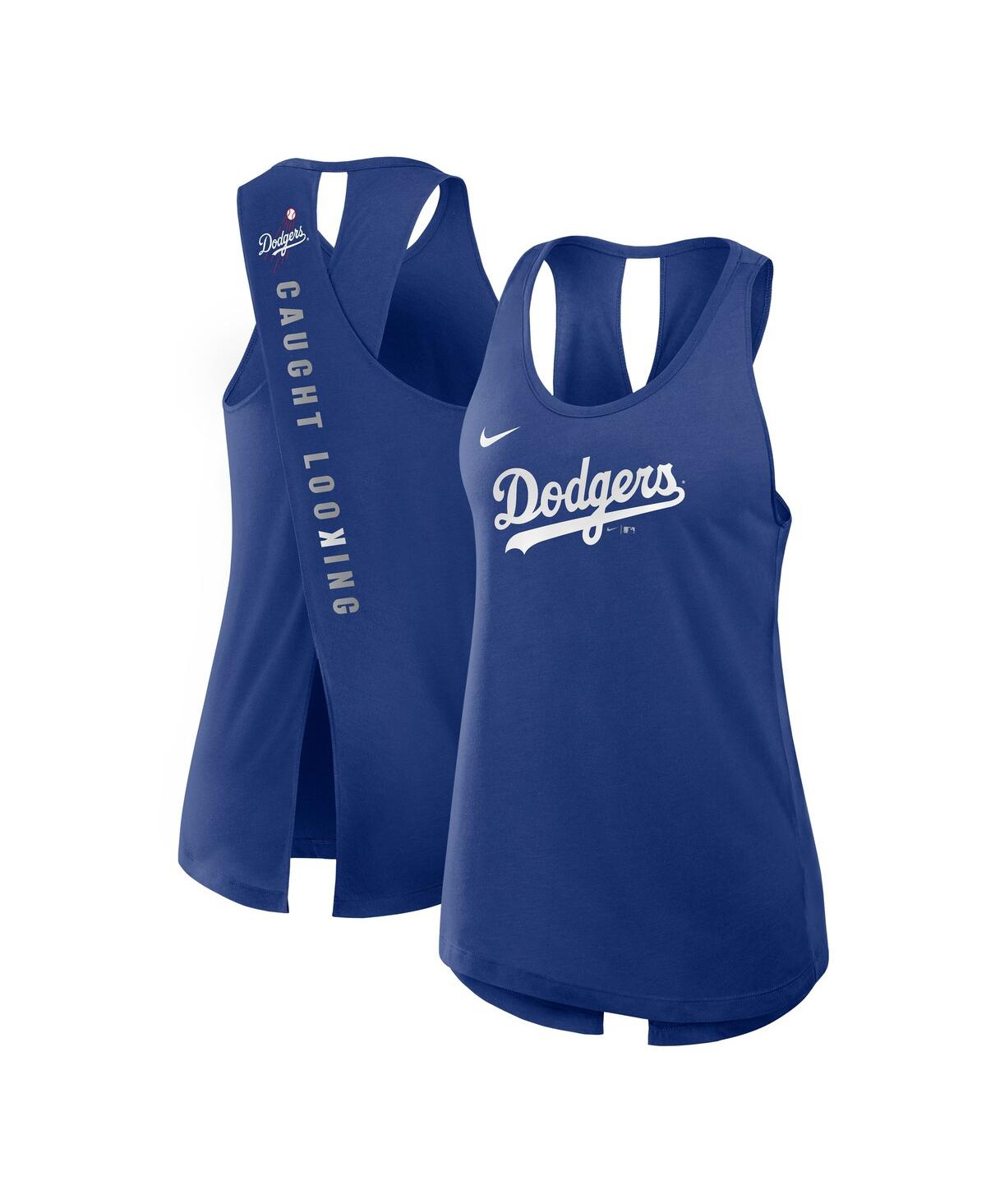 Nike Royal Los Angeles Dodgers Crisscross Performance Tank Top In Royal