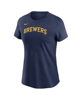 Women's Navy Milwaukee Brewers Fuse Wordmark T-Shirt