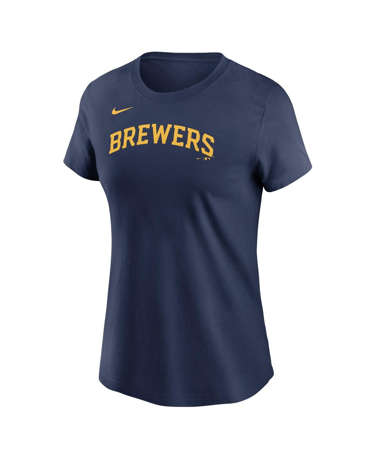 Nike Navy Milwaukee Brewers Fuse Wordmark T-shirt In Blue