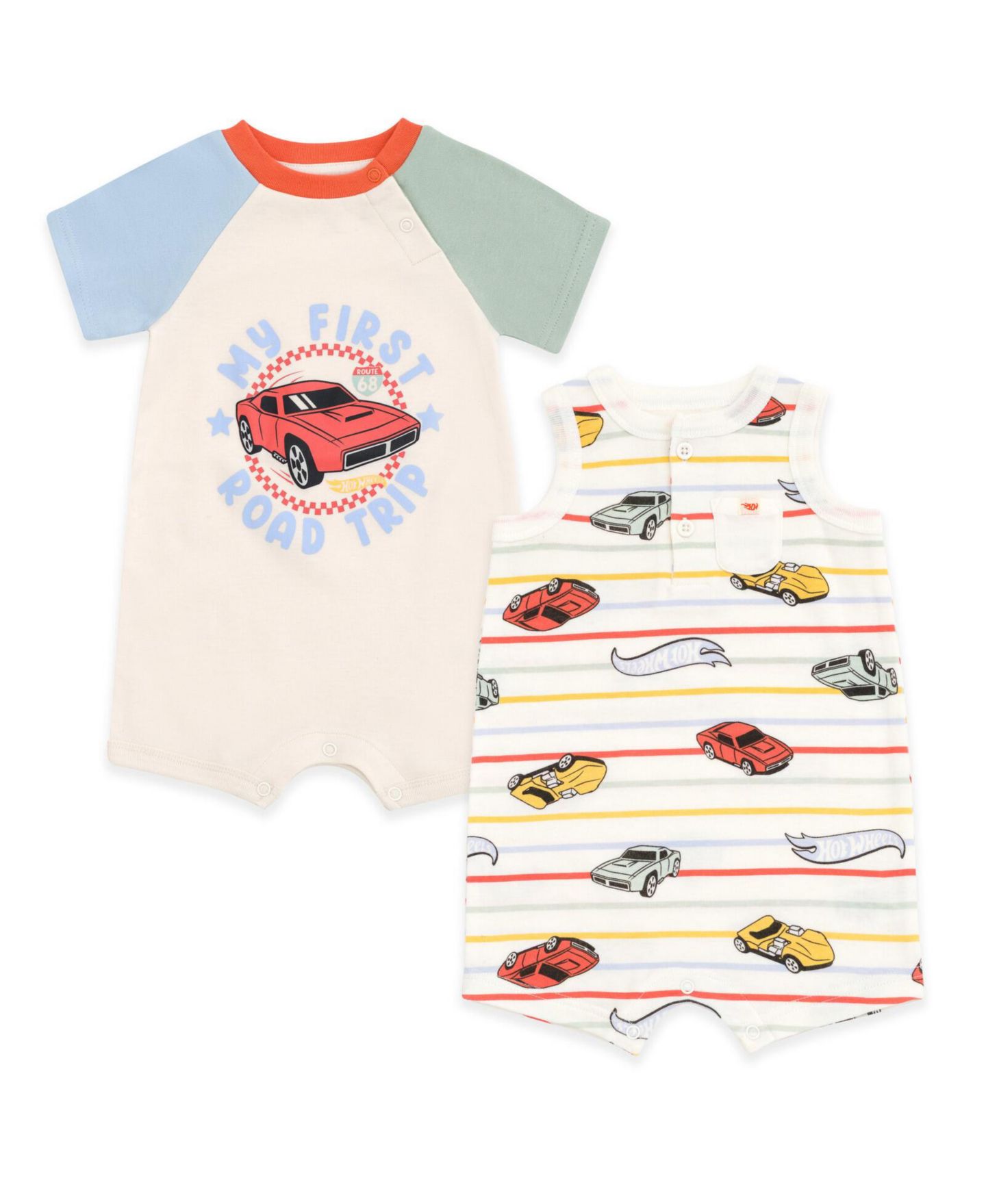 Комбинезоны Hot Wheels 2 Pack Rompers для мальчиков-малышей, цвет: Бежевый — фото 1