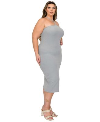 grey bodycon dress plus size Grey Bodycon Dress - Shimmer, Adjustable Length