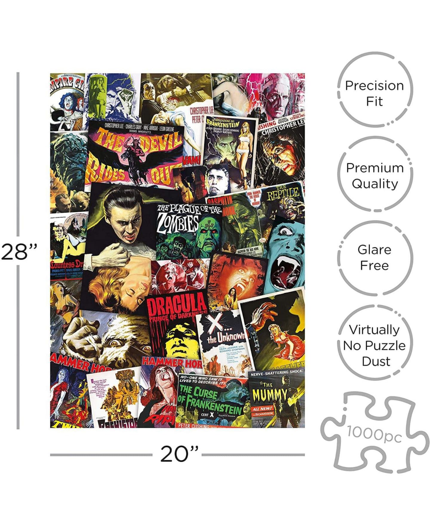 Детский пазл NMR Distribution Hammer Classic Horror Movies Collage 1000 Piece Jigsaw Puzzle, Ages 14+ — фото 2