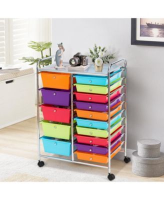 15-Drawer Utility Rolling Organizer Cart with Multi-Use Storage