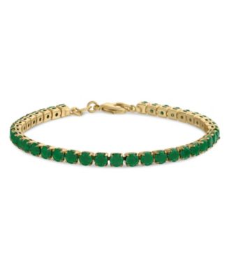 Timeless 12CTW Created Blue Sapphire Tennis Bracelet Prong Set For Women Gift 7.5 Inch 14K Gold Plated
