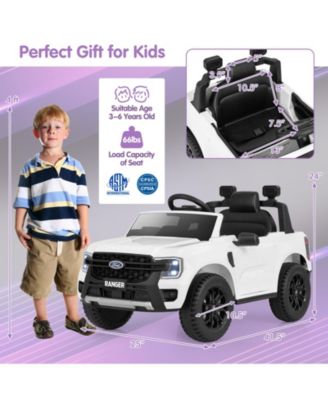 Officially Licensed Ford Ranger 12V Kids Ride-On Car with Remote Control and Bluetooth Music