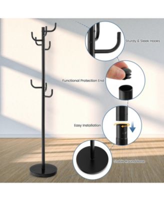Metal Coat Rack Stand with 8 Sturdy Hooks and Metal Base