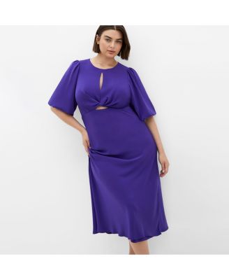 black and purple plus size dress Unique Vintage Plus Size Purple Ditzy Off The Shoulder Ruffle Swing Dress