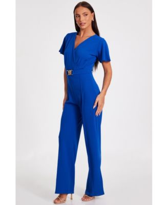 Women's Scuba Crepe Wrap Front Palazzo Jumpsuit