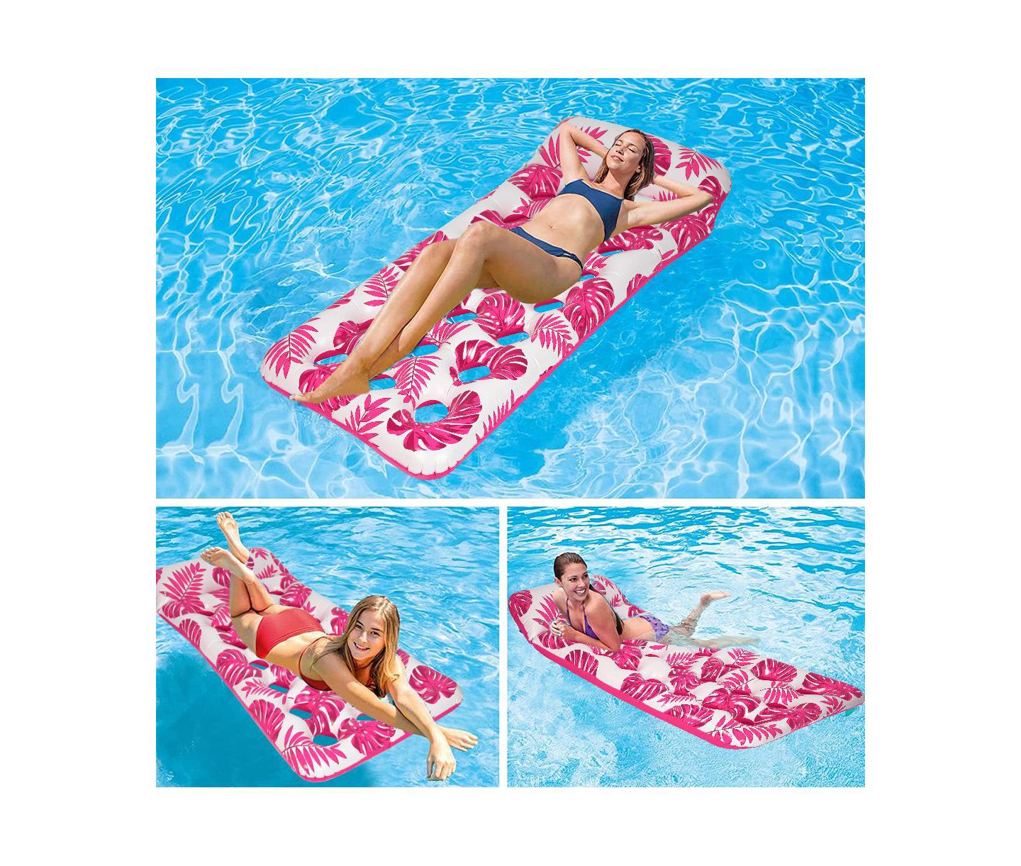 Детская игрушка Cowin Inflatable Pool Floats Hammock with Headrest Floating Pool Lounge Chair 73 x 34in for Adults, цвет: Красный — фото 5