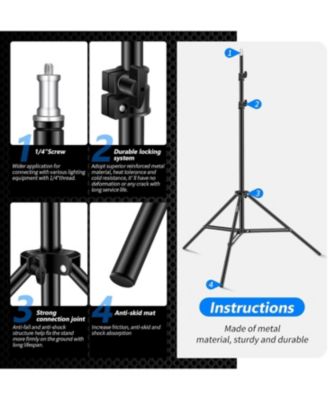 Photography Light Stand, 3-6.6ft/92-200cm Adjustable Sturdy Tripod Stand for Reflectors, Softboxes, Lights, Umbrellas, Load Capacity: 17.6lb/8kg